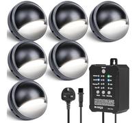 HIBOITEC Dimmable Low Voltage Garden Lights, Dusk to Dawn Sensor＆ Timmer, IP67 Waterproof Decking Lights, Cool White Deck Lighting Mains Powered for Wooden Fences Stair Step(6 Pack)