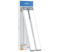 HIBOITEC Motion Sensor Wardrobe/Closet Light USB Rechargeable 2500mAh Cupboard Lights 54 LED Wireless Under Cabinet Lighting Stick-on Kitchen Stairs Hallway, 2 Sensor Mode(White, 2Pack)