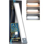 HIBOITEC Under Cabinet Kitchen Lights, 3 Color ＆ Dimmable, 2500mAh 350LM Motion Sensor Lights Indoor, USB-C Rechargeable, Wireless Strong Magnetic ＆ Hanging Design, Cupboard Lighting for Wardrobe