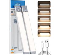 HIBOITEC Under Cabinet Kitchen Lights, Dimmable Motion Sensor Lights Indoor -Ultra Bright Wardrobe Lamp, USB-C Rechargeable, Magnetic ＆ Hanging Design, 25.5 cm, Warm White