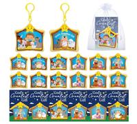 Hiboom 24 Set Christmas Nativity Scene Gift Bulk 4 Inch Baby Jesus Backpack Clip Keychains Nativity Scene God's Greatest Gift for Holiday Party Xmas Tree Home Christmas Stocking Stuffers