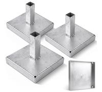 Hiboom 3 Pack Baseball Base Anchors Heavy Duty Hot Dip Galvanized Steel Ground Holders, No Concrete Install Portable Anchor System for Backyard Baseball Fields, Softball Training & Practice Grounds