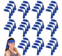 Hiboom 50 Pcs Head Tie Headbands Men Women Ninja Karate Tie Athletic Sweatbands for Sports Basketball Tennis Running Workout(Blue)
