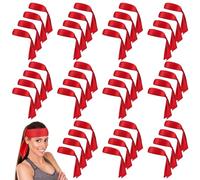 Hiboom 50 Pcs Head Tie Headbands Men Women Ninja Karate Tie Athletic Sweatbands for Sports Basketball Tennis Running Workout(Red)