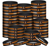 Hiboom 50 Pcs Leukemia Awareness Products Orange Ribbon Silicone Bracelets, Kidney Lymphoma Brain Cancer Awareness Rubber Wristbands Hope Courage Wrist Bands for Charity Events