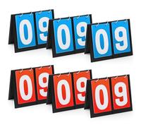Hiboom 6 Pcs Scoreboard Flipper 2 Digit Scoreboard Score Keeper Portable Tabletop Flip Score Board for Volleyball Basketball Tennis Baseball Sports Games, Red and Blue
