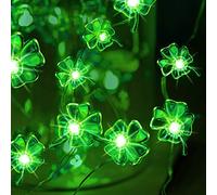 Hiboom St Patrick's Day String Light, 10 FT 40 LEDs Shamrock Four Leaf Clover String Light for Irish Day Decoration, 8 Modes Green Fairy LED Decor Battery Operated for Saint Patrick's Day Party