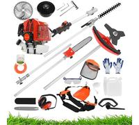 Hiborth 52cc Cordless Hedge Trimmer Chainsaw Brush Cutter Strimmer | Long Reach Pole Hedge Trimmer Cordless Red