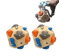 Hiborth Handcrafted Boulder Ball - Build Strength and Precision with 3D Climbing Ball, Simulate Rock Wall Climbing Holds, Modular Climbin g Trainer for Grip, Dexterity, and Anywhere Practice (2pcs)