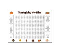 Hiborth Jumbo Thanksgiving Word Search Poster 35"x22" - Giant Word Search Wall Game for Family and Classroom, Large Holiday Poste r with 50 Word s, Giant Christmas & Thanksgiving Activity Poster (B)
