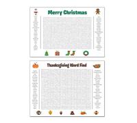 Hiborth Jumbo Thanksgiving Word Search Poster 35"x22" - Giant Word Search Wall Game for Family and Classroom, Large Holiday Poste r with 50 Word s, Giant Christmas & Thanksgiving Activity Poster (E)