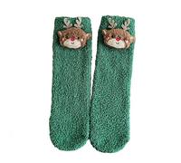 Hiborth Plush Christmas Socks, Cozy Warm Fluffy Plush Bed Socks Warm Fleece Stockings for Women Girls Elk One size