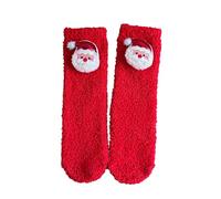 Hiborth Plush Christmas Socks, Cozy Warm Fluffy Plush Bed Socks Warm Fleece Stockings for Women Girls Xmas Santa Claus One size