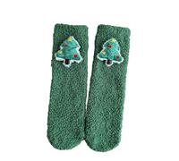 Hiborth Plush Christmas Socks, Cozy Warm Fluffy Plush Bed Socks Warm Fleece Stockings for Women Girls Christmas Tree One size