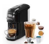 HiBREW H2B 5-in-1 Machine à café à dosettes, machine à espresso 19 bars pour dosettes, pour Kcup*/Nes*/DG*/Espresso en poudre, permet de faire du café glacé (Noir), petit format