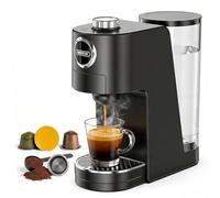 HIBREW H3C 3-in-1 Pod Coffee Machine, 19 Bar Espresso Machine Compatible with NS DG Capsules & Ground Coffee, Compact Single Serve Brewer for Home Office Hotel Use(Black)