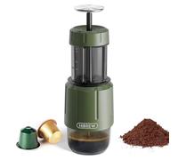 HIBREW H4D Manual Espresso Maker for Camping & Travel - Portable Hand-Pump Coffee Machine Built-in Cup, 2-in-1 Compatible Ground Coffee & Nes Original Pods