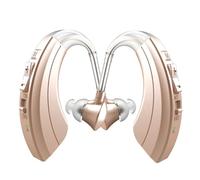 HIBRIQ Rechargeable Sound Devices for Seniors, Noise Cancelling and Volume Adjustable, BTE Comfort Design Hearing Device (2, Khaki)