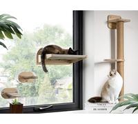 HibroPet Cat Window Perch and Cat Wall Shelves 2 in 1,Cat Hammock,Steps and 3 Layers Large Cat Perch Bed for Wall and Window.Solid Wood Cat Wall Mounted Furniture &18 Pcs Strong Window Suction Cups