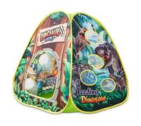 Hibtn Dinosaur Play Tent, 4 in 1 Play Portable Bean Bags Toss Games, Ring Toss Games for Kids, Pop Up Tents for Children, Indoor & Outdoor Playhouse with Velcro Dart Board
