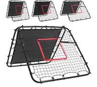 Hibtn Double Sided Football Rebounder Net 100x110x100cm Adjustable, Soccer Goal Kickback Target for Kids, Portable Training Equipment, Black