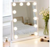 Hibtn Hollywood Vanity Mirror With Lights,Lighted Makeup Mirror With 12 Dimmable Led Bulbs With 3 Color Light,Touchscreen Control, Dressing Tabletop USB Charging