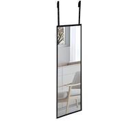 Hibtn Over Door Full Length Mirror 110 x 45cm, Wall Mounted Mirror Floor Black Full Length Mirror Suitable for Various Spaces Such As The Bedroom, Bathroom, Living Room, or Wardrobe