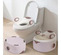 Hibtn Potty Trainer for Toddlers 1-6 Years, 3-in-1 Potty Training Toilet Multi-Stage Convertible Baby Potty Chair with Soft Cushion & Step Stool | Toilet Training Seat for Boys & Girls, Pink