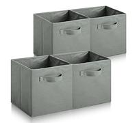 Hibtn Set of 4 Foldable Storage Box, 33 x 38 x 33 cm, Fabric with Handles Storage Cubes And Cloth Storage Organizer Drawer For Closet And Toys Storage, Gray
