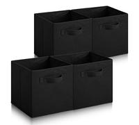 Hibtn Set of 4 Foldable Storage Box, Fabric with Handles Storage Cubes And Cloth Storage Organizer Drawer For Closet And Toys Storage,27 x 27 x 27 cm, Black