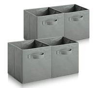 Hibtn Set of 4 Foldable Storage Box, Fabric with Handles Storage Cubes And Cloth Storage Organizer Drawer For Closet And Toys Storage,27 x 27 x 27 cm, Gray