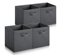 Hibtn Set of 4 Foldable Storage Box, Fabric with Handles Storage Cubes And Cloth Storage Organizer Drawer For Closet And Toys Storage,27 x 27 x 27 cm, Dark Gray