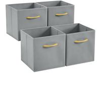 Hibtn Set of 4 Foldable Storage Box, Fabric with Handles Storage Cubes And Cloth Storage Organizer Drawer For Closet And Toys Storage,30 x 30 x 30 cm, Gray