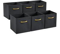 Hibtn Set of 6 Foldable Storage Box, Fabric with Handles Storage Cubes And Cloth Storage Organizer Drawer For Closet And Toys Storage,30 x 30 x 30 cm, Dark Gray