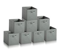 Hibtn Set of 8 Foldable Storage Box, Fabric with Handles Storage Cubes And Cloth Storage Organizer Drawer For Closet And Toys Storage,27 x 27 x 27 cm, Gray