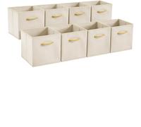 Hibtn Set of 8 Foldable Storage Box, Fabric with Handles Storage Cubes And Cloth Storage Organizer Drawer For Closet And Toys Storage,30 x 30 x 30 cm, Beige