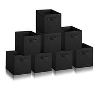 Hibtn Set of 8 Foldable Storage Box, Fabric with Handles Storage Cubes And Cloth Storage Organizer Drawer For Closet And Toys Storage,27 x 27 x 27 cm, Black