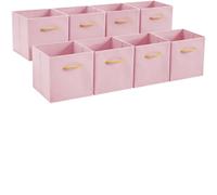 Hibtn Set of 8 Foldable Storage Box, Fabric with Handles Storage Cubes And Cloth Storage Organizer Drawer For Closet And Toys Storage,30 x 30 x 30 cm, Pink