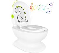 Hibtn Toddler Potty Training Seat, Training Toilet for Kids with Flush Sound, Dinosaurs Urinal Pot, Toilet Potty Seat for Boys & Girls with Splash Guard