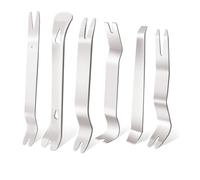 Hibucuo Auto Trim Removal Tool Set Stianless Steel, 6pcs Fastener Remover Tool kit, Metal Pry Tool Kit for Car Door Panel & Audio Stereo, Dashboard Removal Kit, Interior & Interior Trim Puller