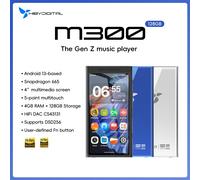 HiBy Digital M300 Android 13 Music Player MP3 HiFi Audio Bluetooth WiFi DSD256 FM Radio Dual Mic Built-in Speaker IPS 29hr 128GB Blue