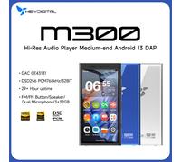 HiBy Digital M300 Android 13 Music Player MP3 HiFi Audio Bluetooth WiFi USB DAC DSD FM Radio Dual Mic Built-in Speaker IPS 29hr Black