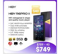 HiBy R6 Pro II / R6 Pro GEN 2 Android HiFi Music Player WIFI Bluetooth USB DAC Headphone AMP MQA 16x DSD1024 1536KHz/32bit 1080P Black