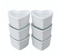 HIC Harold Import Co. 98035-6 HIC Heart-Shaped Ramekins, Porcelain, Set of 6, White