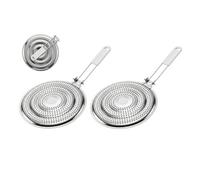 HIC Kitchen Heat Diffuser Reducer Flame Guard with Removable Handle, Stainless Steel, Set of 2