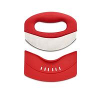 HIC Kitchen Soft-Grip Rocking Salad Herb Chopper, Stainless Steel Blade with Safety Blade Cover