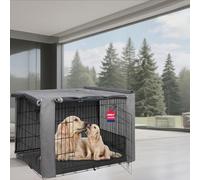 HiCaptain Folding Metal Dog Crate Cover for 36 Inch Wire Pet Cage(Two-Tone Gray)