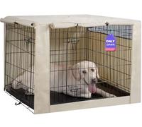 HiCaptain Polyester Dog Crate Cover - Durable Windproof Pet Kennel Cover for Wire Crate Indoor Outdoor Protection (42 inches, Light Tan)