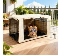 HiCaptain Polyester Dog Crate Cover - Durable Windproof Pet Kennel Cover for Wire Crate Indoor Outdoor Protection (48 inches, Light Tan)