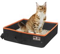 HiCaptain Portable Cat Travel Litter Box, Collapsible Cat Litter Carrier Tray, Waterproof Litter Box for Outdoor Fit Medium Cats and Kitties, Leak-Proof, Sturdy, Lightweight-Black